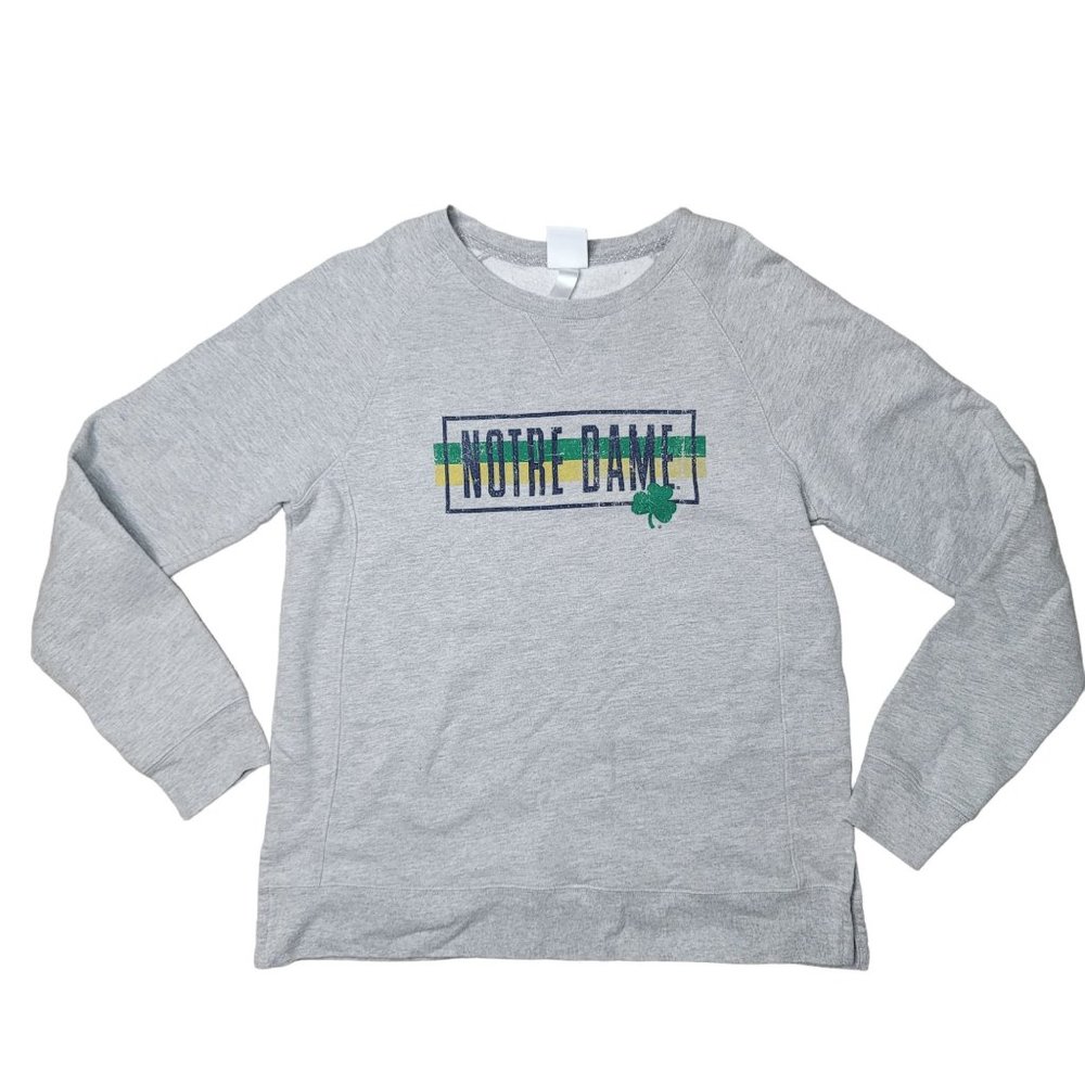 Notre Dame football gear sweat shirt heather grey size Medium green yellow clove